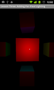 Per fragment lighting; centered between four vertices of a square. Per fragment lighting; centered between four vertices of a square.